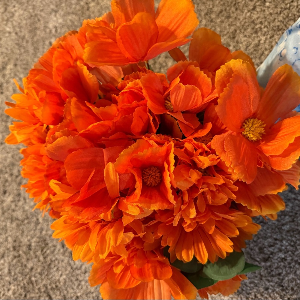 Vibrant Orange Artificial Flower Bouquet